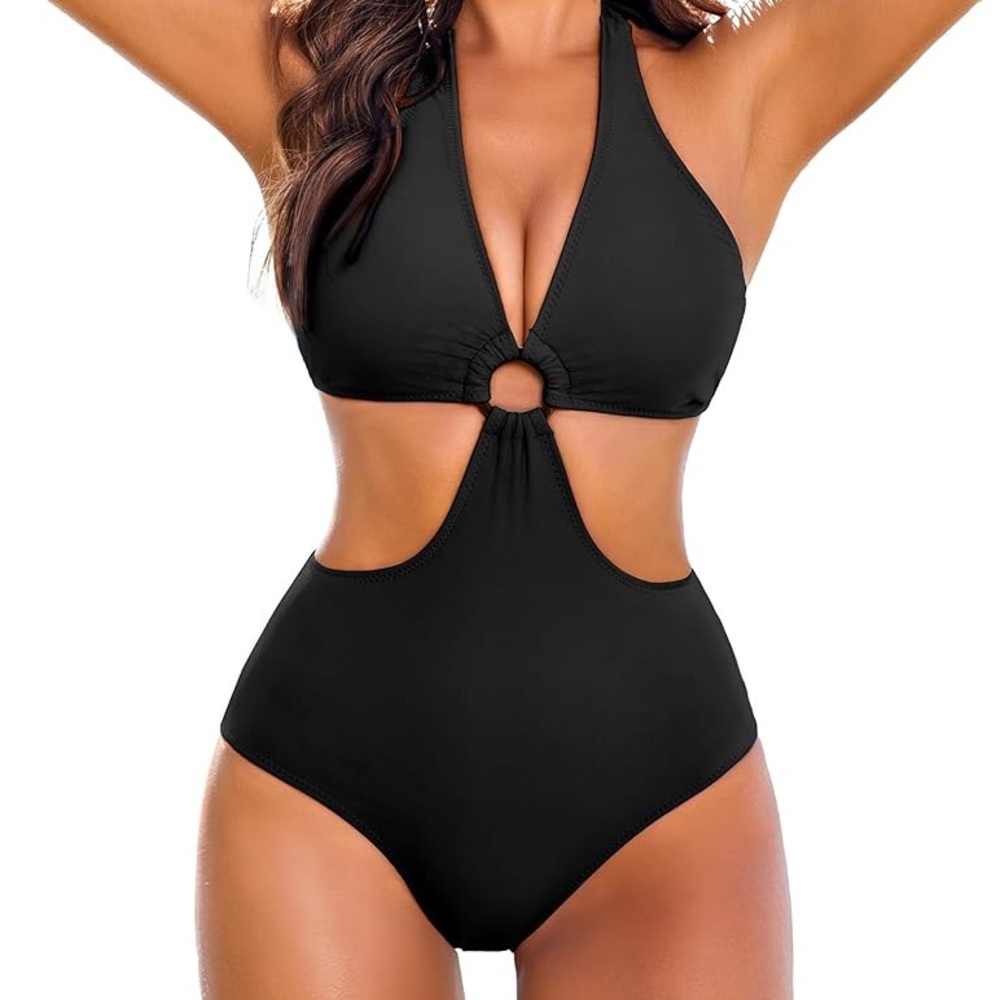 Chic Black Cutout One-Piece Swimsuit